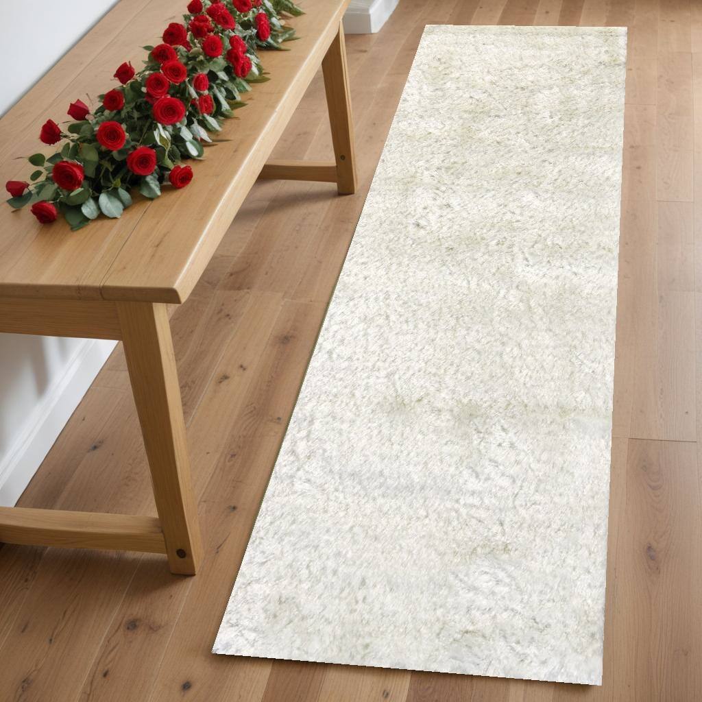 6' White Shag Hand Tufted Runner Rug - 6' Runner