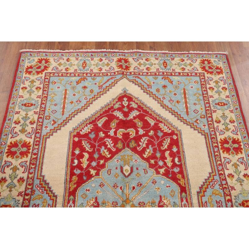 Kazak Oriental Area Rug Handmade Blue Wool Carpet - 4'0"x 5'11"