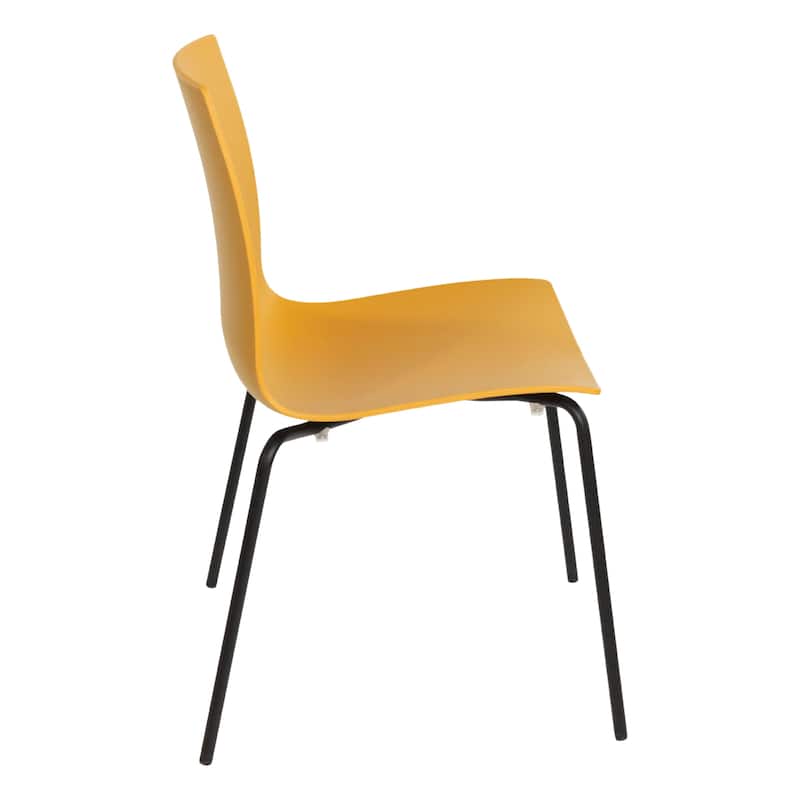 Furnish Theory Aero-S Pro Indoor/Outdoor Stackable Dining Side Chairs Polypropylene Shell & Powder-Coated Steel Legs (Set of 2)