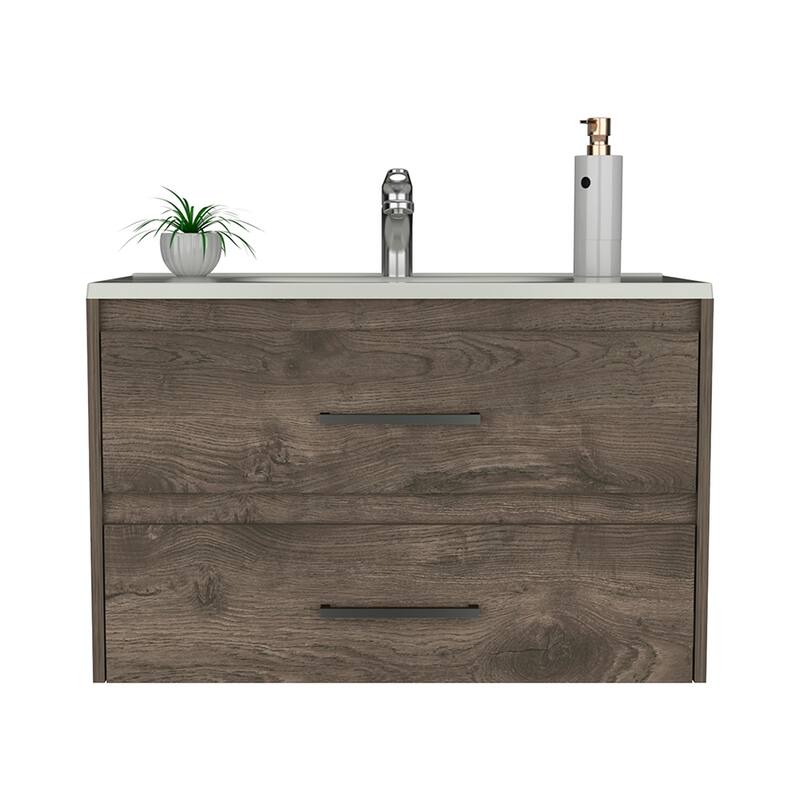 Alma Wall-Mounted Vanity with Luxury Sink, Ample Storage, and Space-Saving Design - 31.7" Wide - 18.89in L