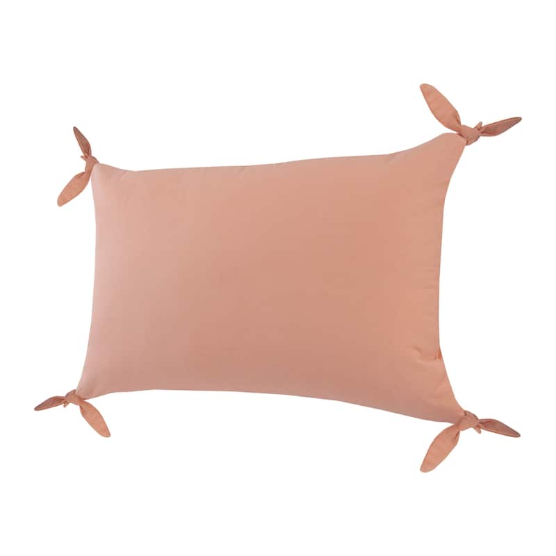 Sevita Solid Pink Corner Tie Throw Pillow