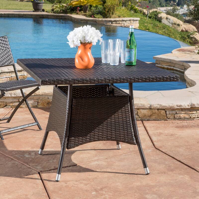 Grey Concrete Side Table 18 Inch Lightweight Outdoor Fluted Design No Assembly - Brown