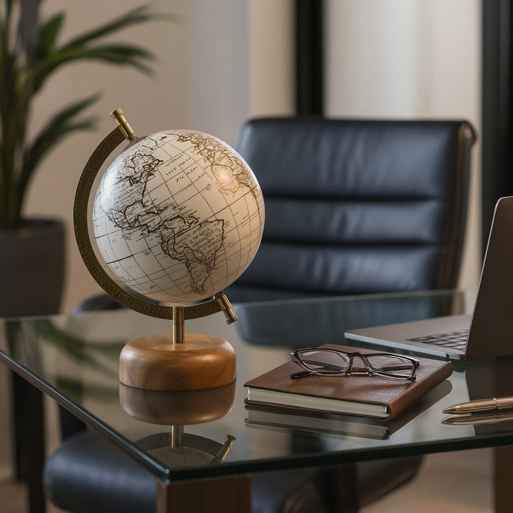 Resin Decorative Globe Modern Sleek Wood Base for Casual Home - 10.0"