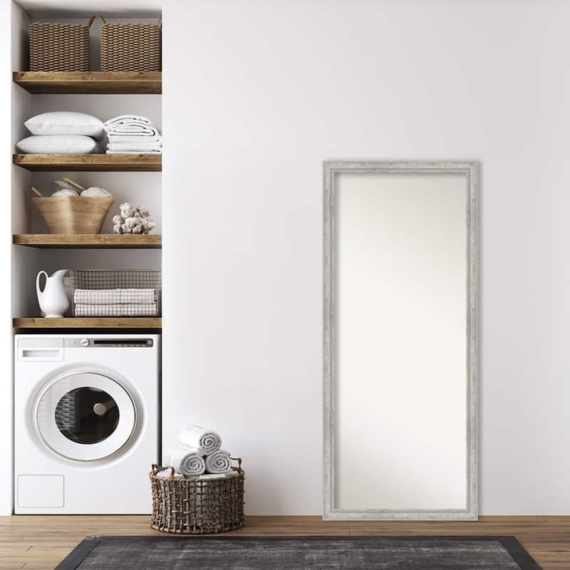 Angled Non-Beveled Wood Framed Full-Length Floor Leaner Mirror - Glass Size 24x60