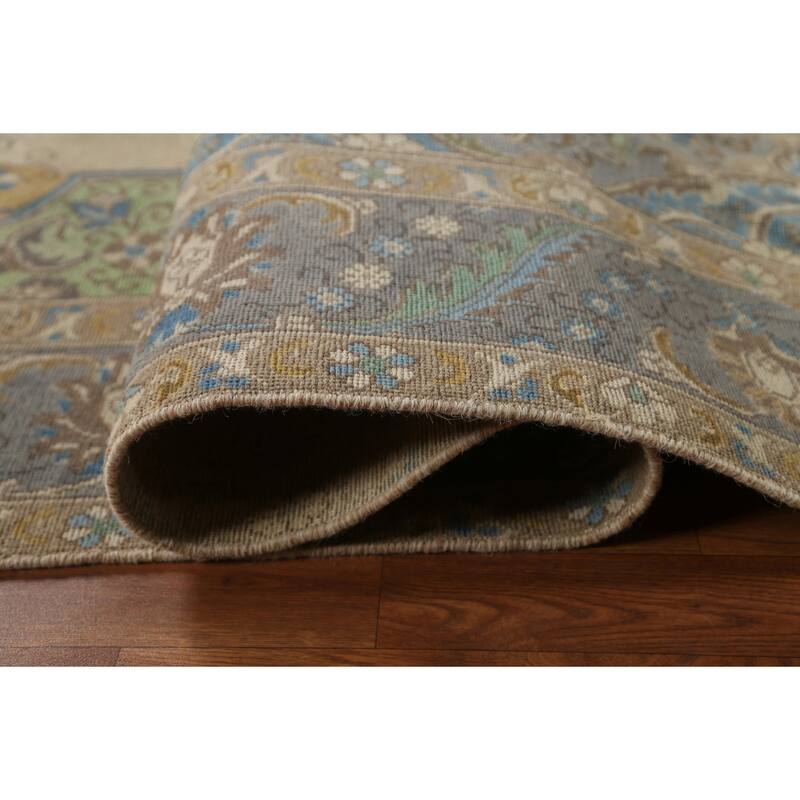 Hand Knotted Oriental 100% Wool Carpet Traditional Medallion Beige & Ivories Tabriz Area Rug - 11' 6'' X 8' 0''