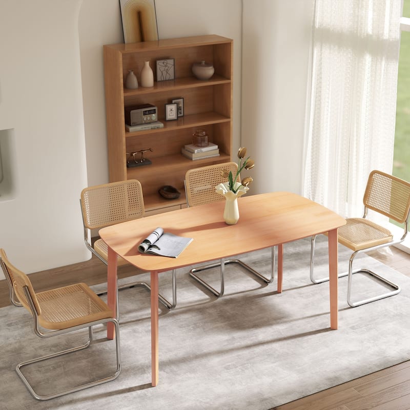HOMCOM Solid Wood Dining Table for 6 People, 59" Long Rustic Rectangular Kitchen Table with Large Tabletop for Dining Room