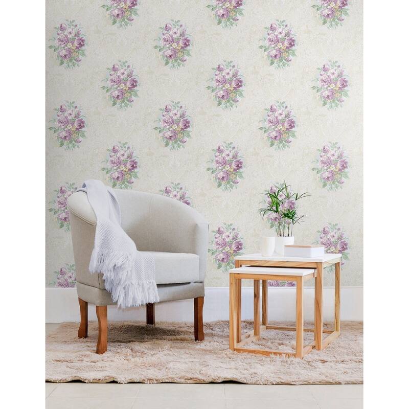 Seabrook Designs Vivienne Floral Cameo Unpasted Wallpaper