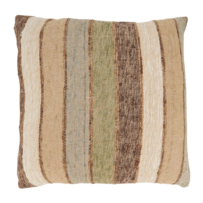Classic Chic Striped Throw Pillow - 20"x20" - Polyester - Natural