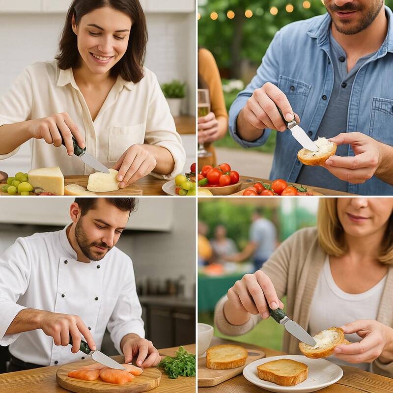 Creative Home Set of 4 Natural Green Marble Multipurpose Cheese Knife Set