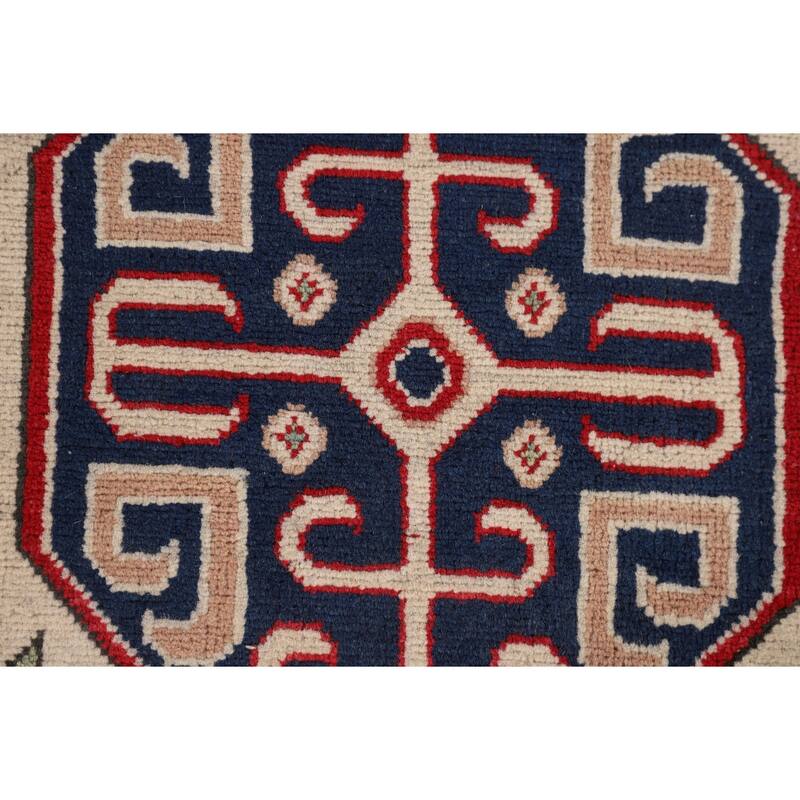 Geometric Kazak Oriental Area Rug Handmade Dining Room Wool Carpet - 6'6" x 10'0"