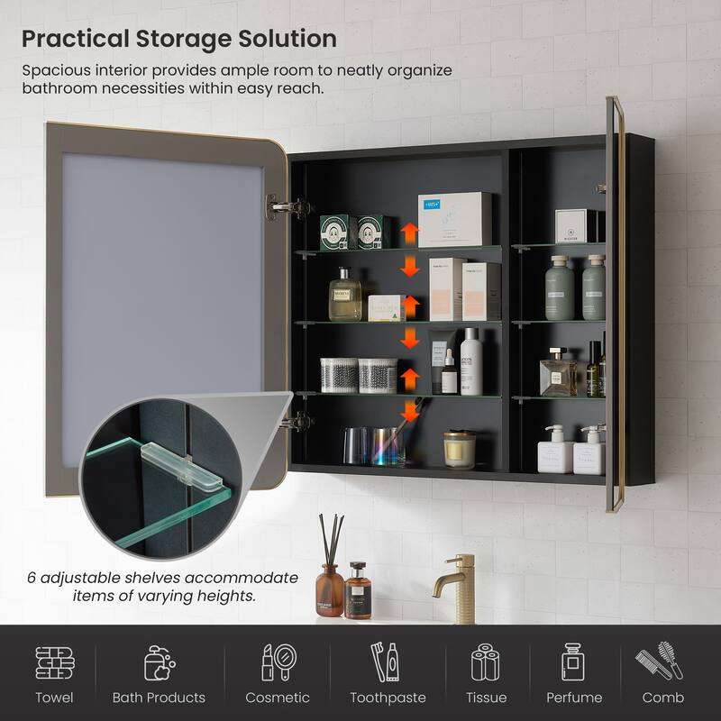Talayuela Rectangular Aluminum Framed Medicine Cabinet with Mirror