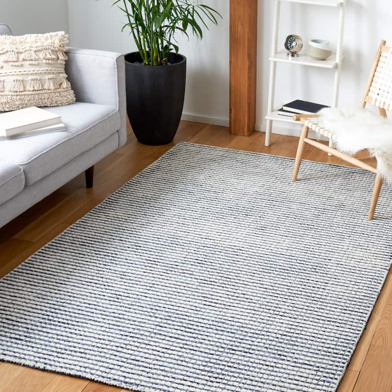 SAFAVIEH Handmade Abstract Maryla Modern Wool Rug - 8' x 10' - Blue/Ivory