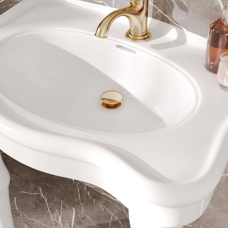 Pop-up Sink Drain With Overflow Brass Gold PVD Renovators Supply
