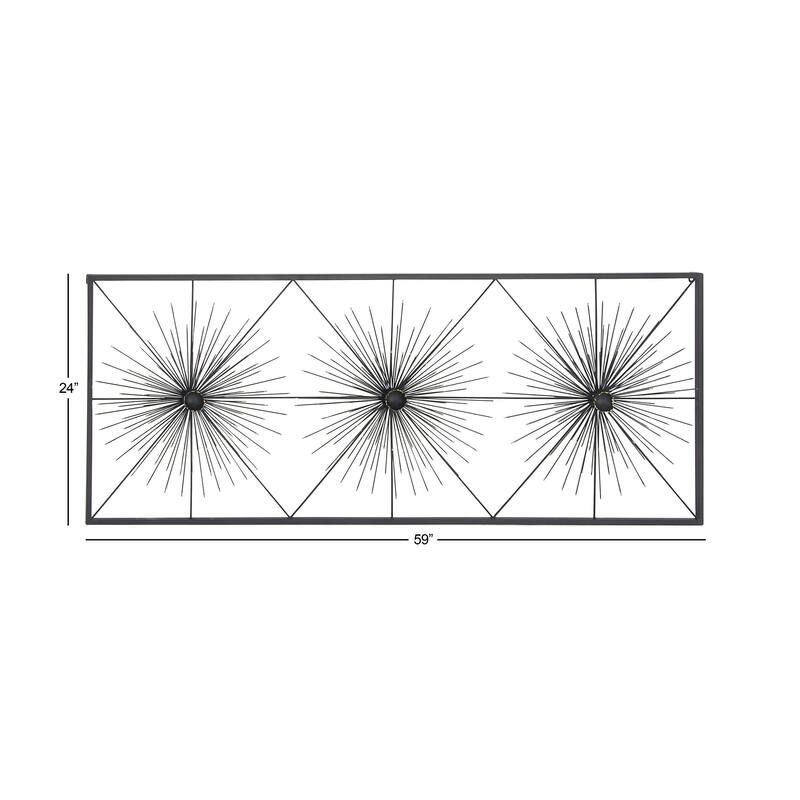 Metal Starburst Sea Urchin Home Wall Decor with Black Frame - Black - Roche River Decor