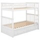 preview thumbnail 9 of 8, White Wood Twin over Twin Convertible Beds Bunk Bed with 2 Drawers and Ladder