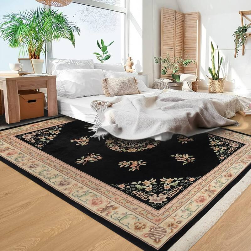 Gertmenian Oriental Estate Traditional Oriental Floral Border Metallion Hand Knot Wool Area Rug Collection