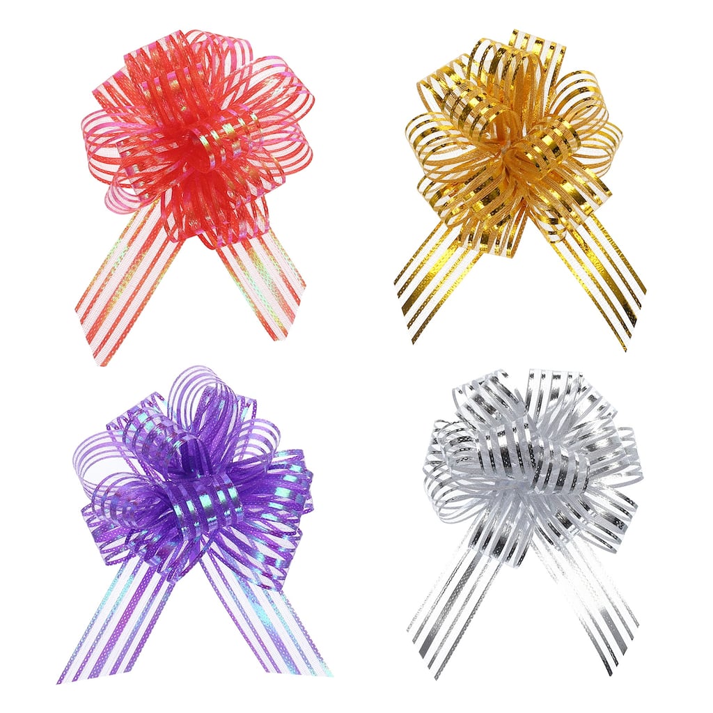 20pcs Large Organza Pull Bow Metallic Chiffon Gift Wrapping Bows