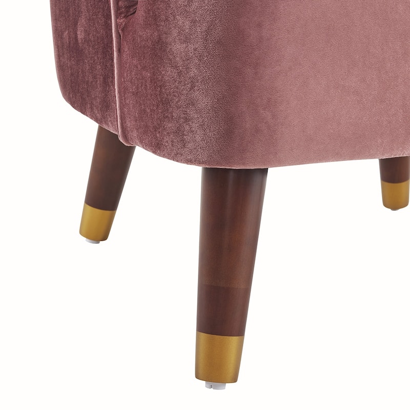 Velvet Barrel Chair With Wooden Legs