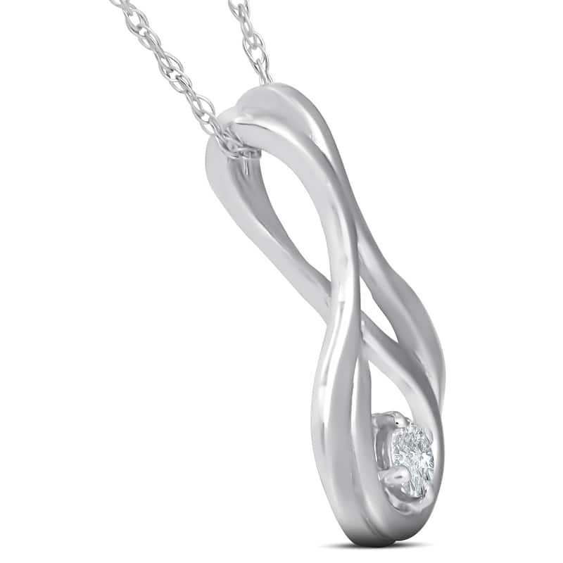 Bliss Diamond Solitaire 1/10 Ct Diamond Pendant Necklace White Gold
