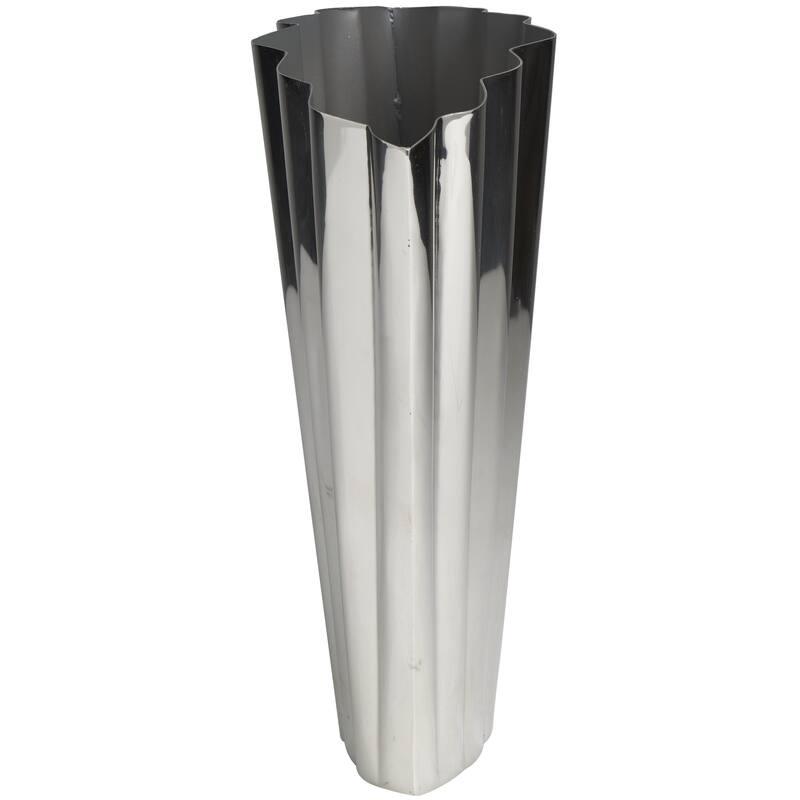 Stainless Steel Metal Decorative Vase with Zig Zag Edging - Silver - Roche River Decor