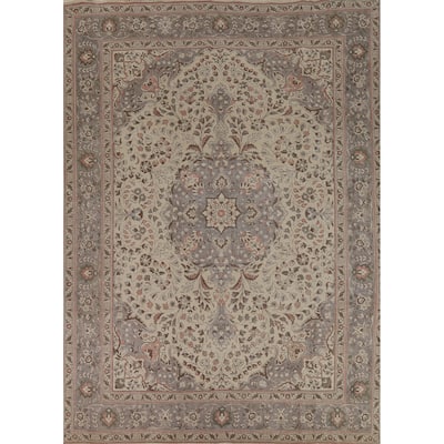 Tabriz Persian Vintage Rug Bedroom Hand-Knotted Wool Carpet - 8'5" x 11'2"