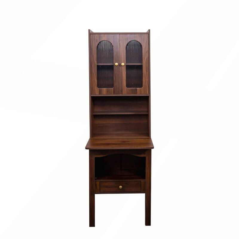 Fold-Out Convertible Desk Cabinet with Shelf and Drawer for Multi-Function Home Office Workstation
