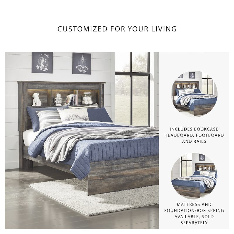 Drystan Rustic Brown Bookcase Bed