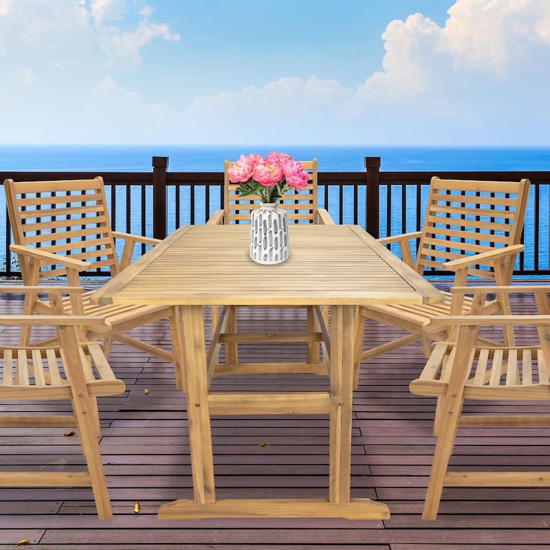 Sunnydaze 57" Hatteras Acacia Wood Outdoor Dining Table with Umbrella Hole