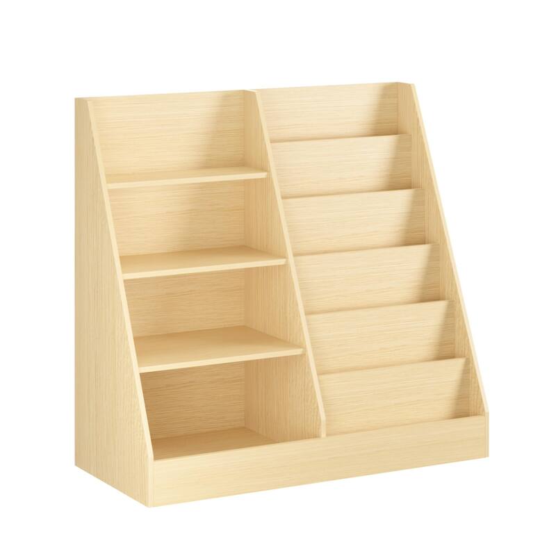 Kids Bookshelf and Toy Storage Organizer, Multifunctional 4 Tier Wooden Kids Book Shelf with Bookcase Display Stand