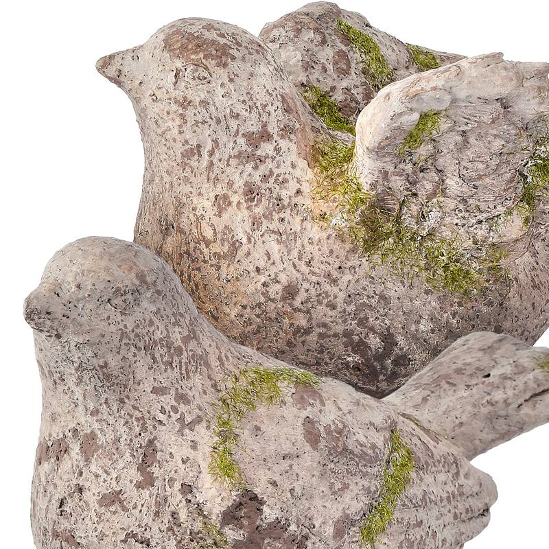 6.5" Resin Mossed Garden Bird Set of 2