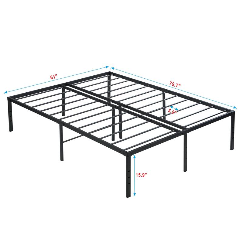 Queen Size Bed Frame, Heavy Duty Metal Bed Frame, Quick & Easy Assembly, No Noise, Black