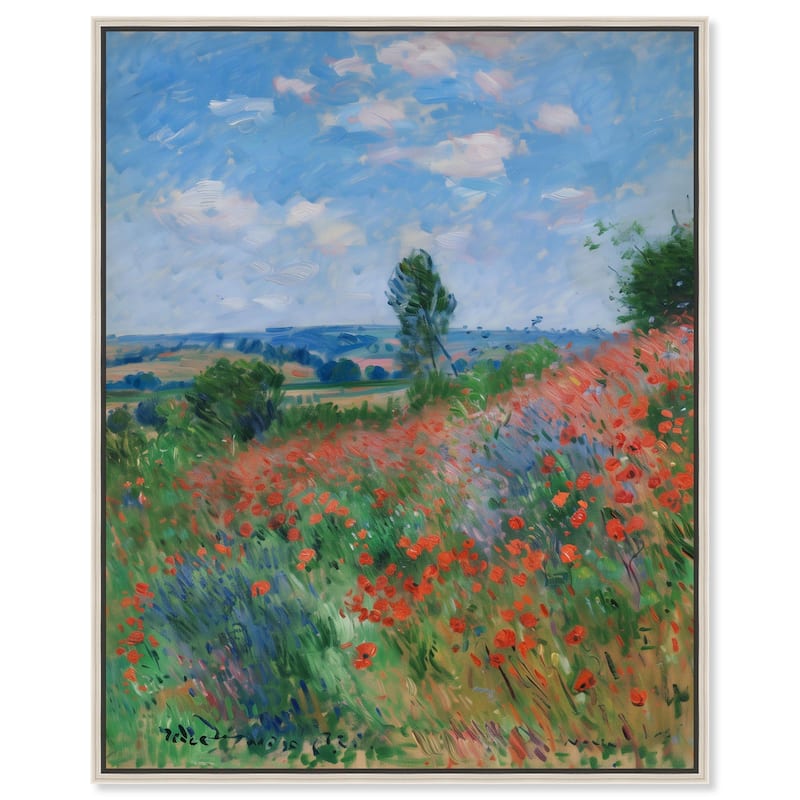 Blanket of Poppies II Canvas by Art Remedy - Silver - 36" x 45"