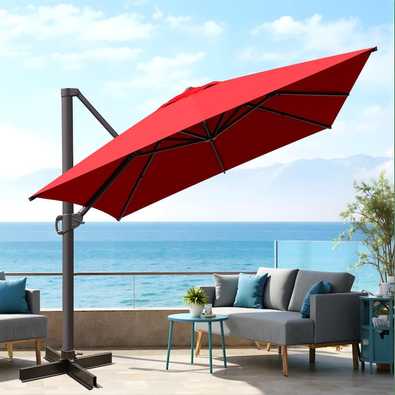 VredHom 10x13FT Patio Cantilever Umbrella Outdoor Offset Umbrella 360-Degree Rotation