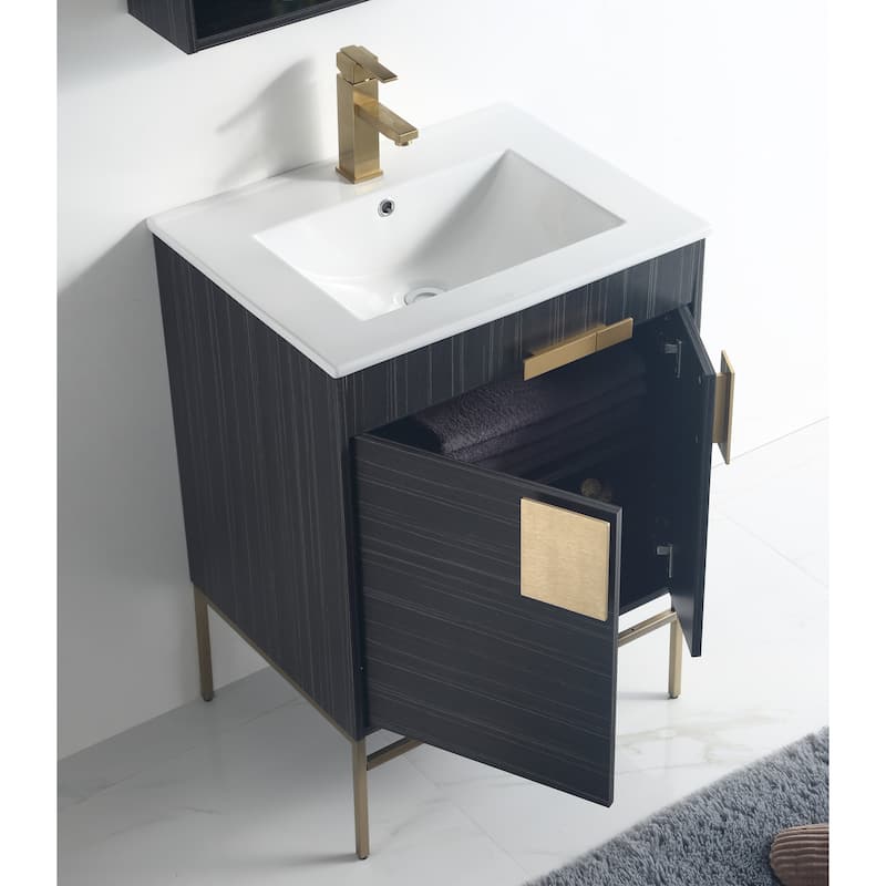 24" Tennant Brand Kuro Minimalistic Dawn Gray Bathroom Vanity With Medicine Cabinet