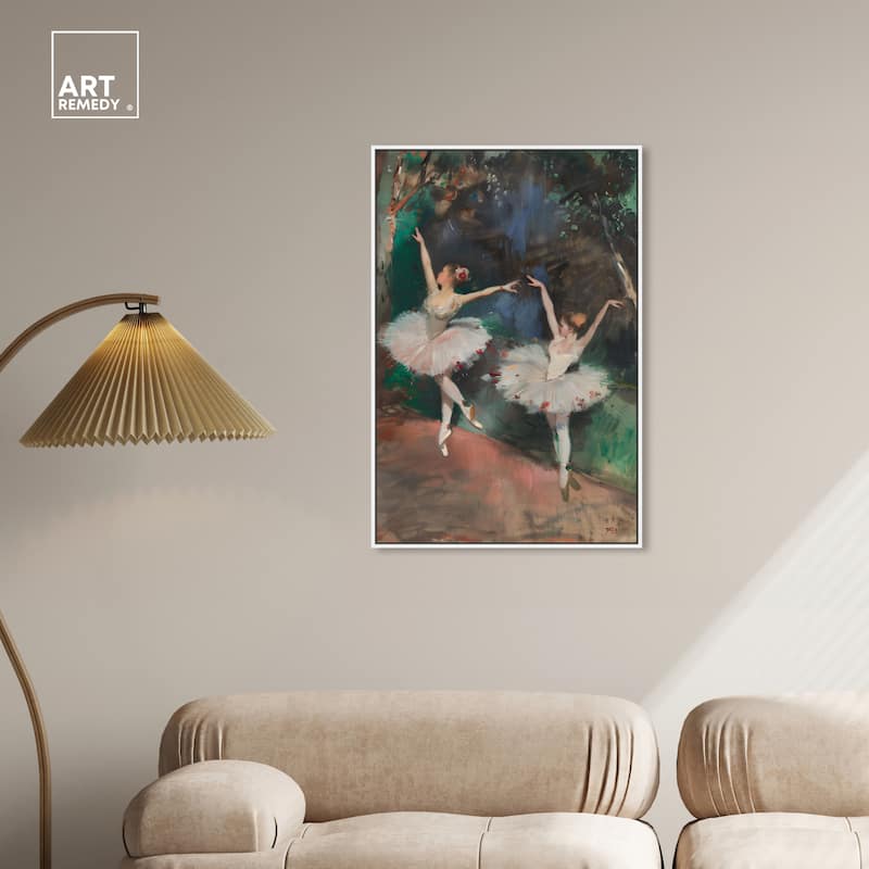 Art Remedy Classical Ballerinas Framed Impressionism 1 Piece Canvas Wall Art /Monet And Van Gogh Inspired Art