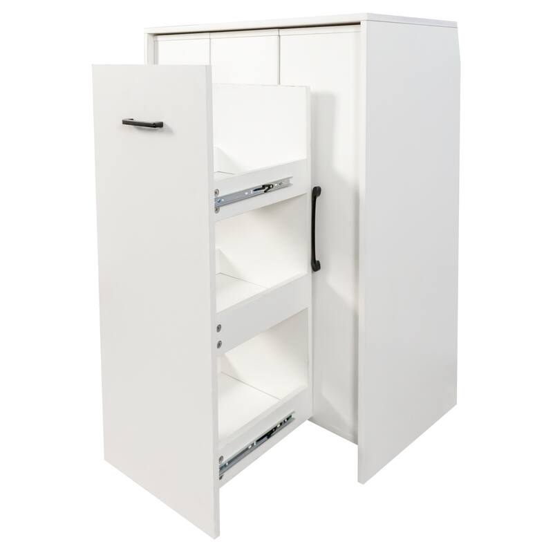 Tall Kitchen Pantry Cabinet with 3-Tier Pull-Out Storage Shelf, Freestanding Organizer with Door