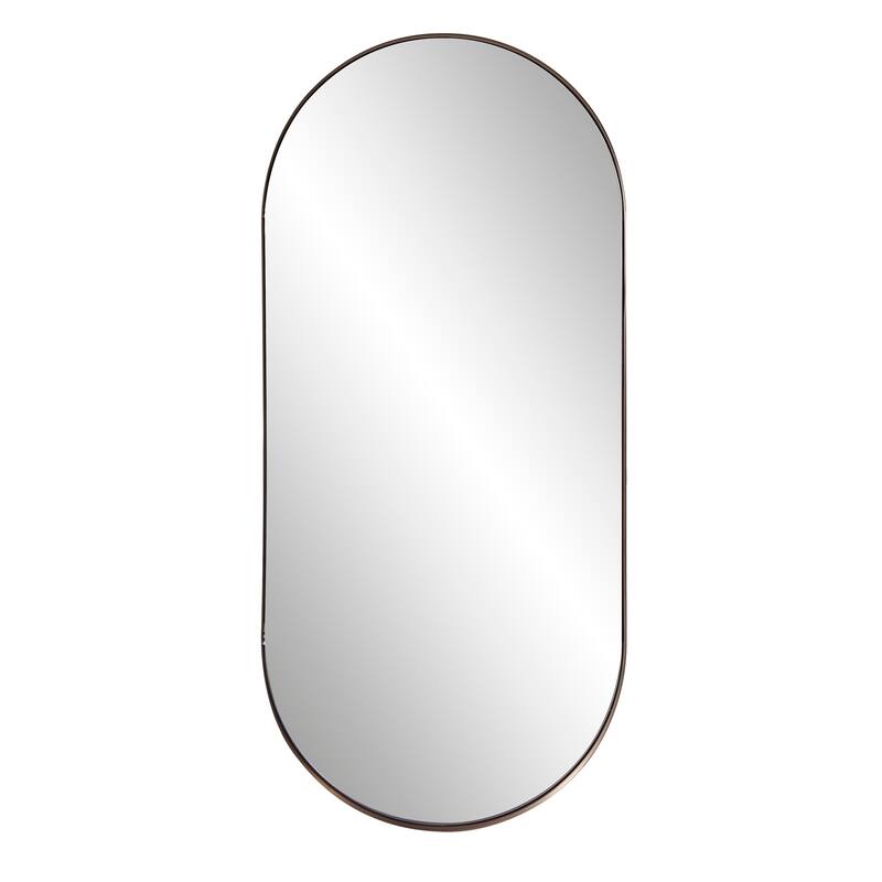 Allan Andrews Stainless Steel Framed Capsule Wall Mirror - 40"H x 17.75"W - Brass