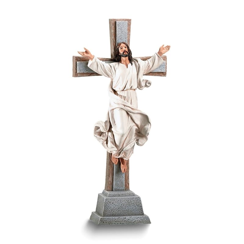 Curata Studio Risen Christ Crucifix Stone Resin Statue