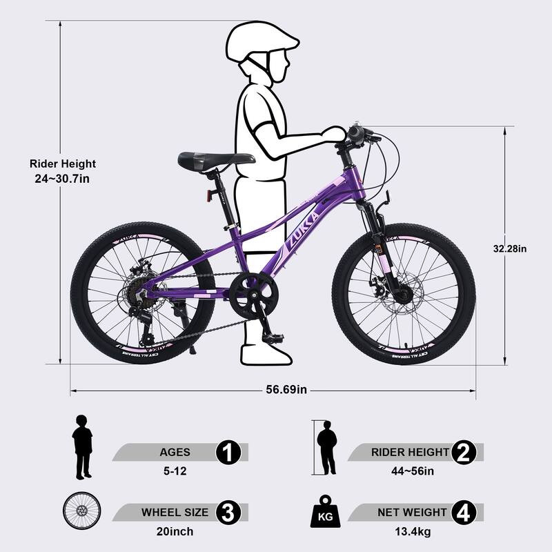 Mountain Bike for Girls and Boys Mountain 20 inch shimano 7-Speed bike