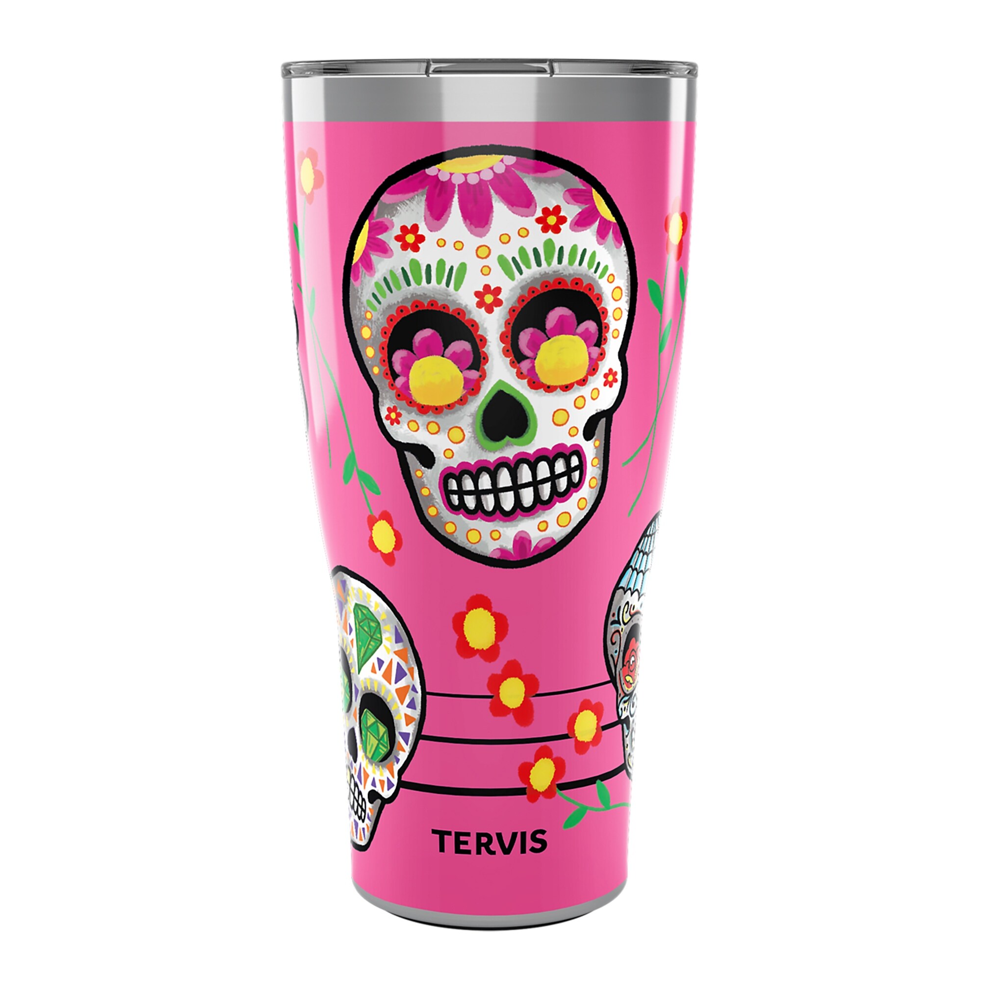 thumbnail image 2 of 8oz Sugar Skull Stainless Steel Flask - HipFlaskPlus 2 of 4