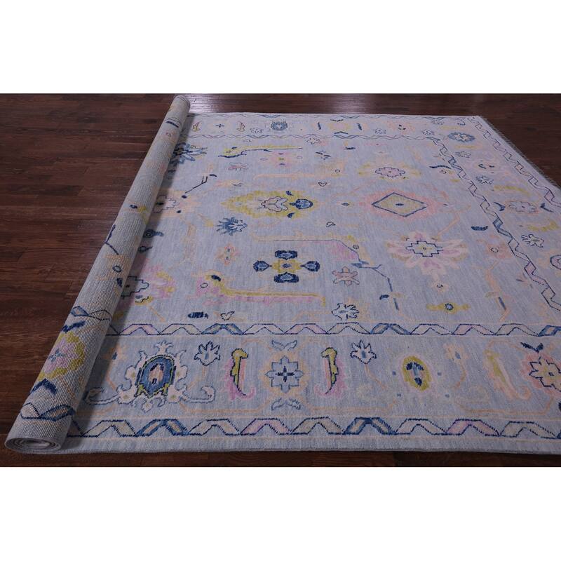 Golden Nile Light Blue Turkish Oushak Hand Knotted Wool Rug - 9' 10" X 13' 11"