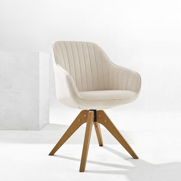 Mid-Century Swivel Office Chair - Wood Legs