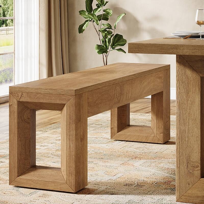 47-Inch Farmhouse Dining Bench for Living Room - Brown