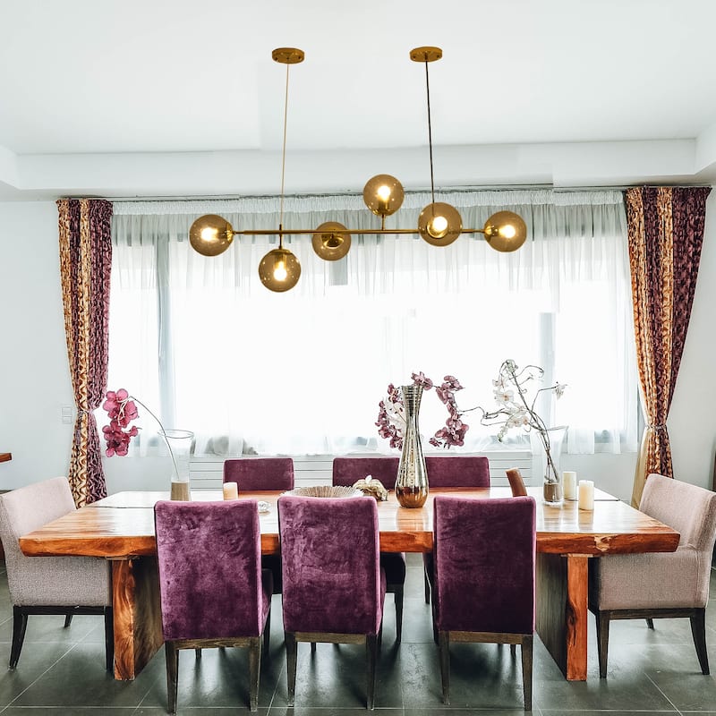 6 Lights Globe Mid Century Chandelier Sputnik Modern Pendant Lighting