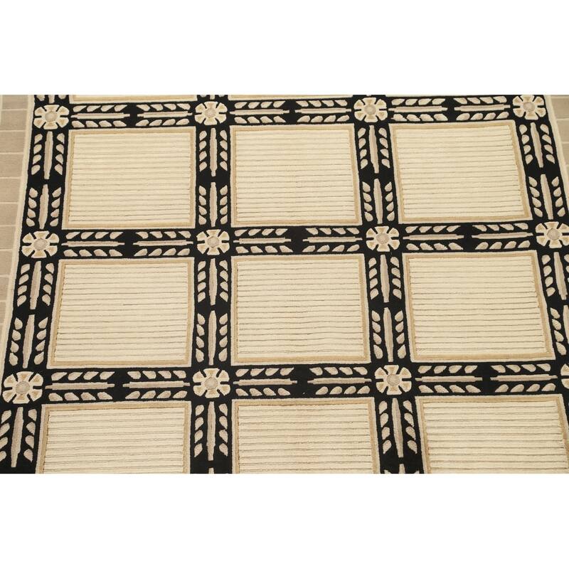 Geometric Nepalese Vegetable Dye Oriental Wool Area Rug Hand-knotted - 6'2" x 9'3"