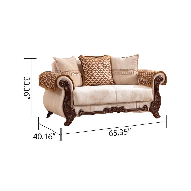 Carmen Traditional Style Upholstery Loveseat Made with Wood