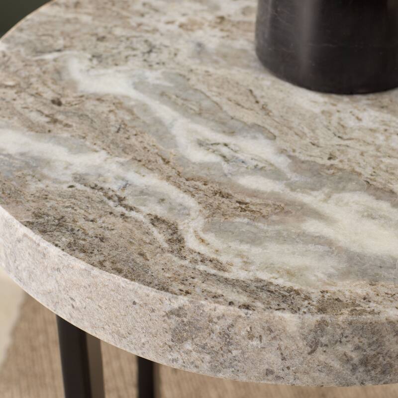 SAFAVIEH Home Marasu Marble Side Table - 18"W x 18"D x 24"H