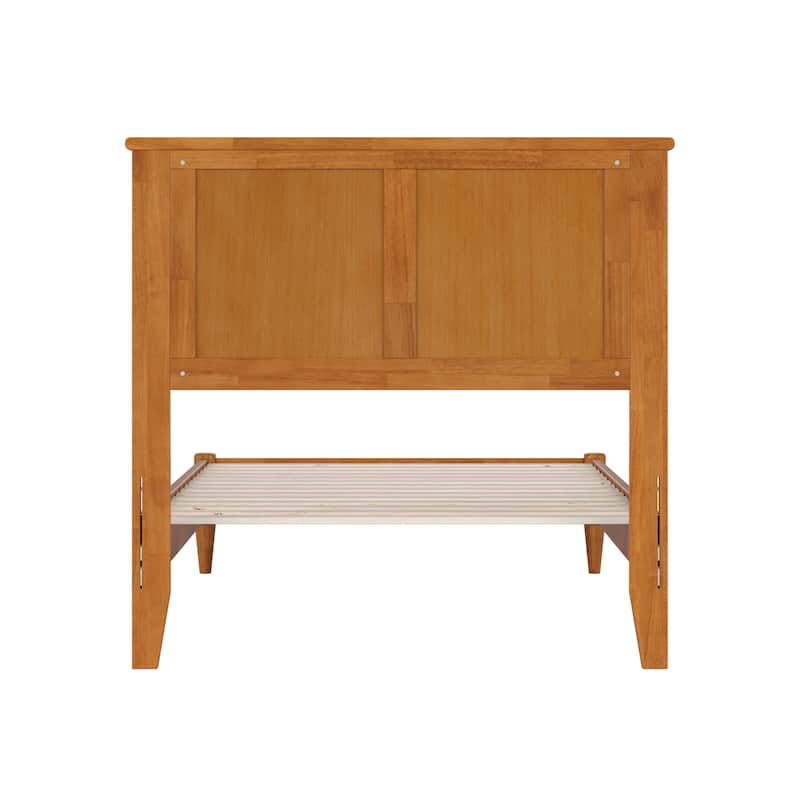 Retro Platform Bed - Solid Wood Low Profile Twin Bed with USB Charging - Stylish Bedroom Furniture
