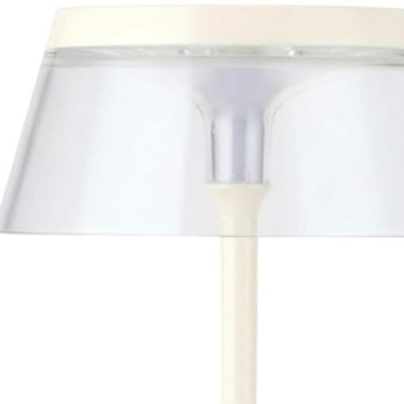 HomeRoots 11" White Geometric Modern Industrial Battery Operated Desk Lamp - 5.00 in. x 10.50 in. x 5.00 in.