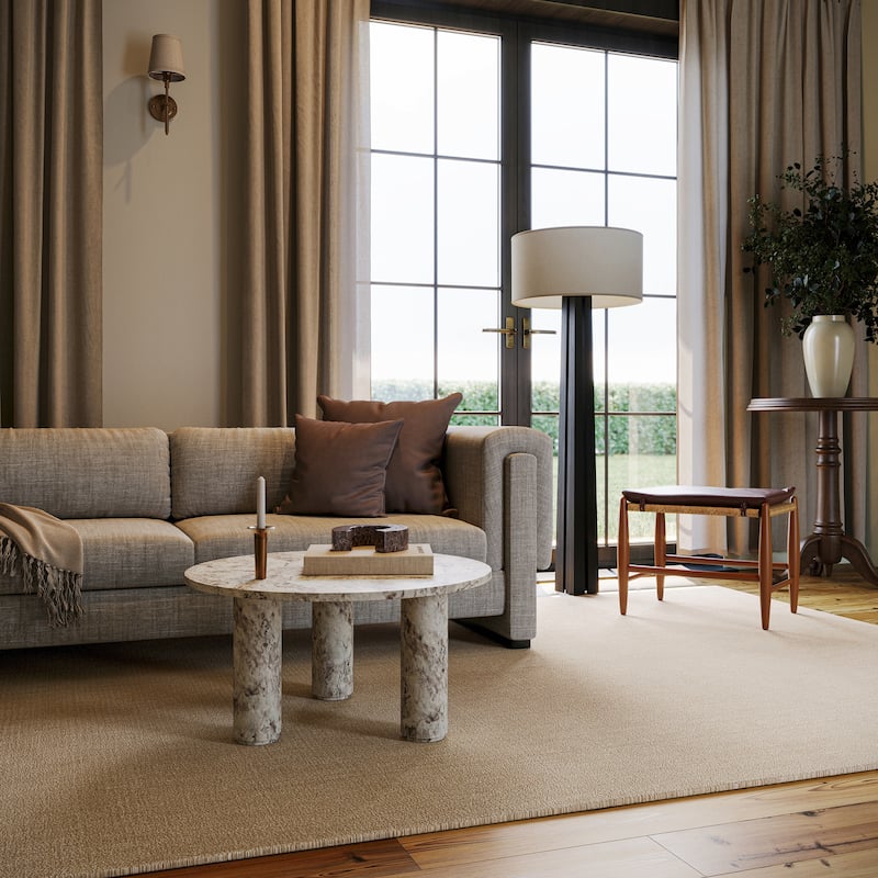 Nate Berkus Crosby Solid Wool Cozy Area Rug - 2'6" x 8' Runner - Beige